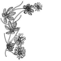 Cornice con fiori con contorno nero © sommaria