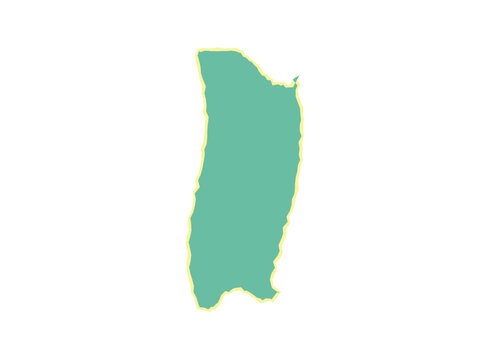A stylized flat vector map illustration of the island of barbados country