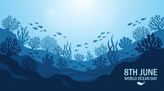 World ocean day underwater coral reef scene