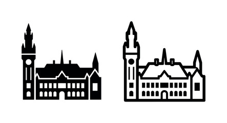 Fototapeta premium Building icons with towers, city hall or landmark