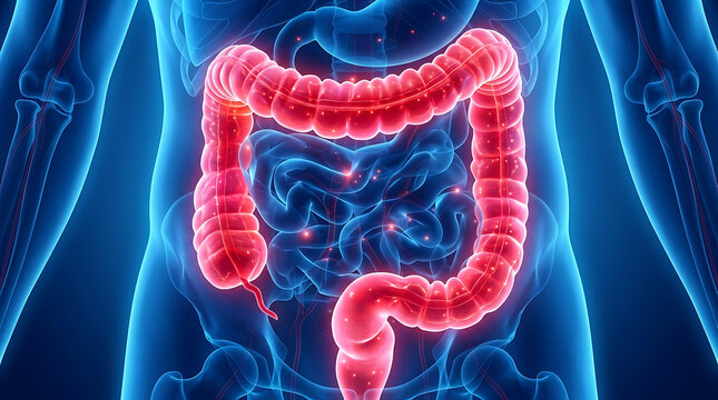 Human Large Intestine (Colon) Anatomy Illustration &ndash; Detailed Medical Digestive System Render