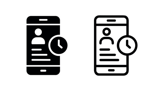 Smartphone displaying a user profile with a clock icon, indicating activity or time tracking.