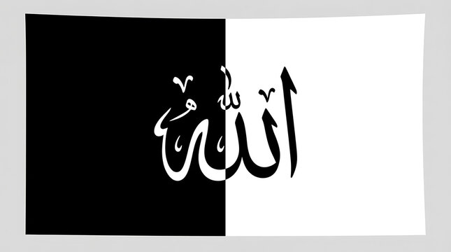 Black flag with white arabic calligraphy allah
