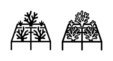 Coral reef restoration structure icon, for marine ecosystem recovery. © liubomir118809