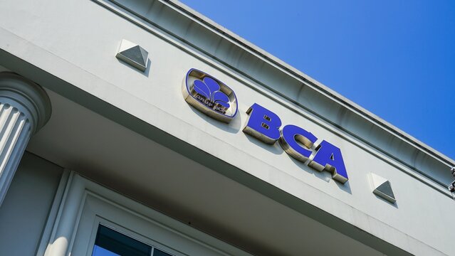 Logo of Bank Central Asia on the building. BCA is one of the largest transactional banks with a widespread electronic network in Indonesia on July 18,2026 in Bogor, Indonesia