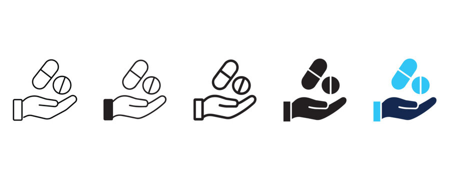Medical Pills and Healthcare Support Concept Editable Stroke Icon and Vector Illustration Set for Medicine, Treatment, Pharmacy, Patient Care and Medication