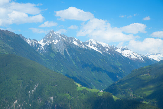 view to Brandberger Kolm mountain, Gerlos group, Zillertal alps austria