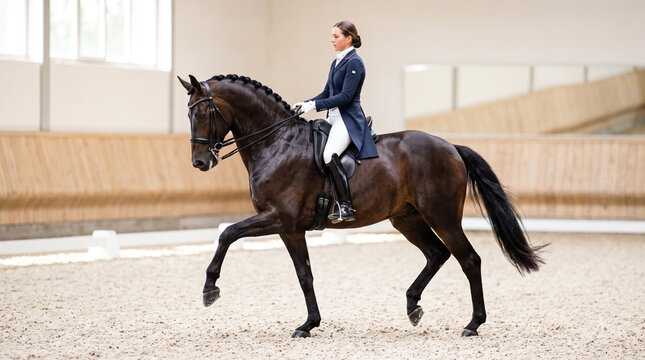 Elegant Dressage Horse Piaffe Movement