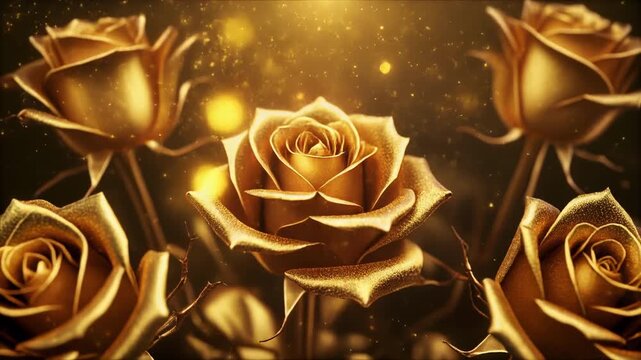 Golden honeybees pollinating blooming flowers in slow motion