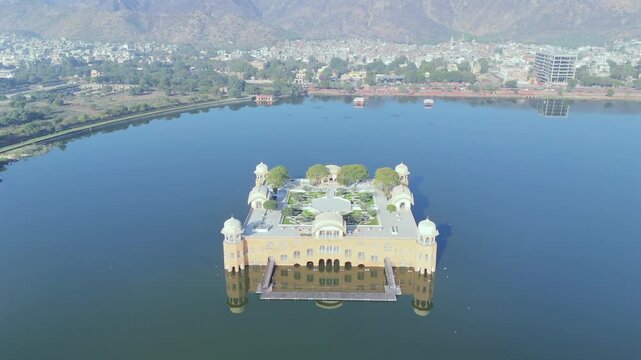 Aerial shot of Jan Mahal in Jaipur, Rajasthan, India