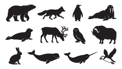 Arctic and Antarctic Animals Silhouette Vector © Art Corner