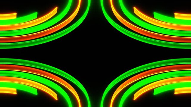 Green and Orange Seamless Neon Big Circles Screen Background VJ Loop in 4K