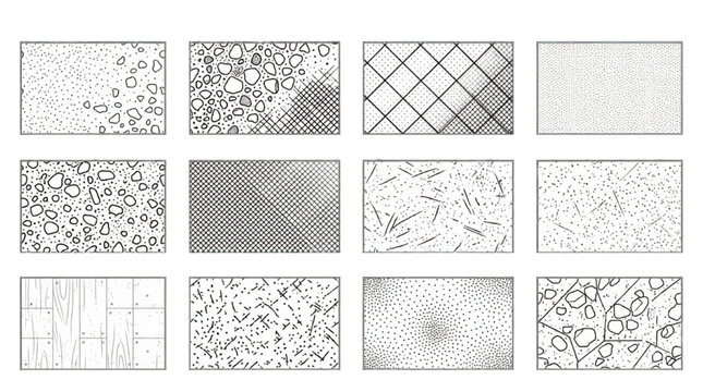 High Quality Concrete Hatch Patterns Vector Illustration Set for Architectural CAD Blueprint Design
