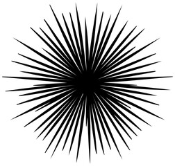 Obraz premium Solid black radial explosion shape with thick lines with lines white background illustration abstract graphic element pattern texture design