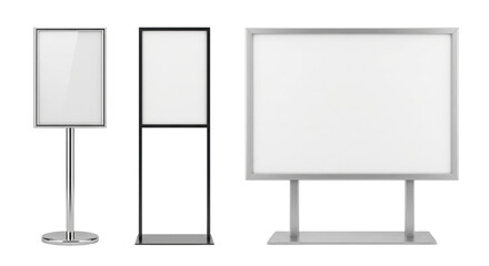 Blank white poster and presentation stands set © PNG Lab