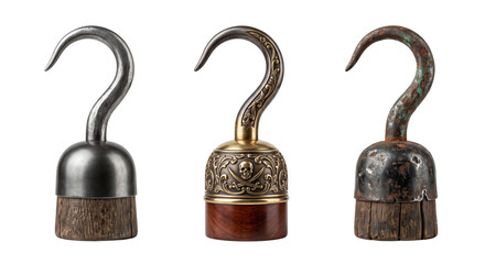 Vintage metal pirate hook hand accessories set