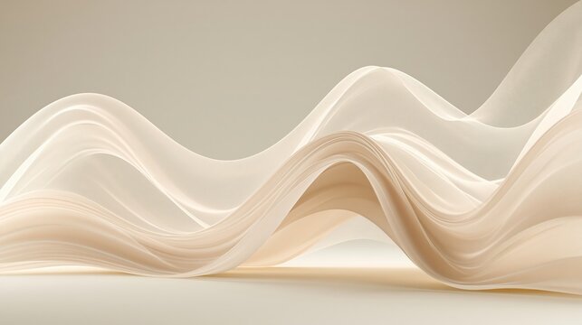 Silky white wave fabric background with smooth flowing curves