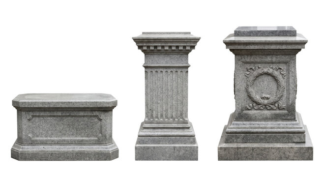 Classic stone pedestals and display plinths set