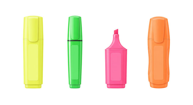 Colorful permanent marker and highlighter pens set