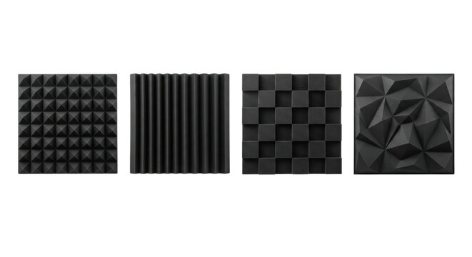 Black acoustic foam soundproofing panels set