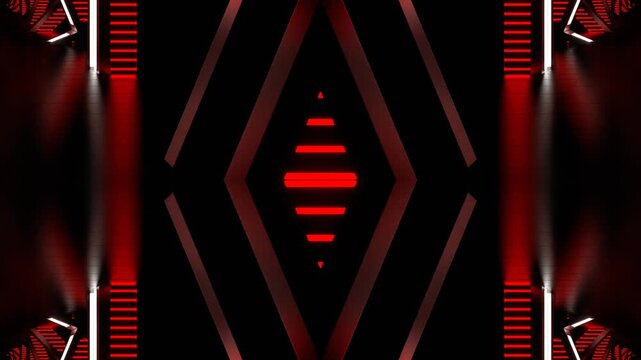White and Red Neon Arch Kaleidoscope Background VJ Loop in 4K