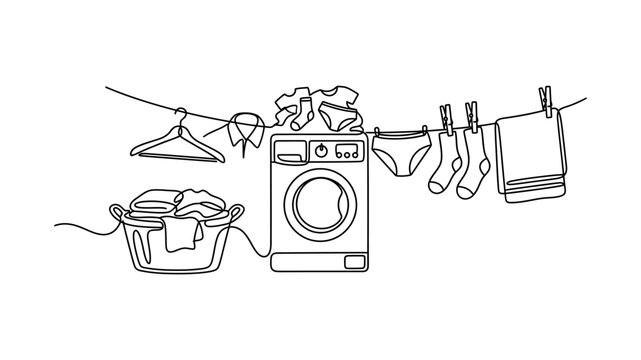 Laundry day with washing machine.