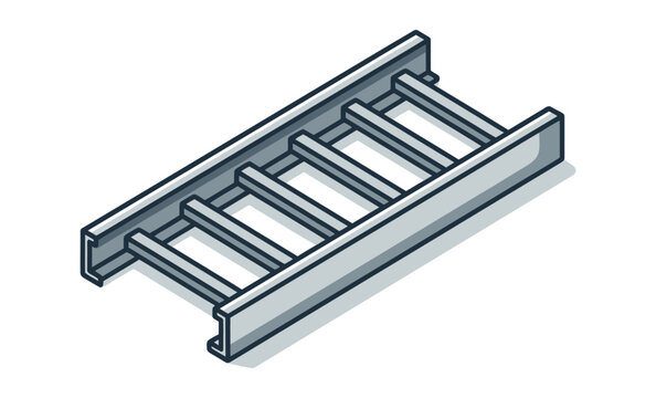 Isometric Metal Cable Tray Vector Illustration