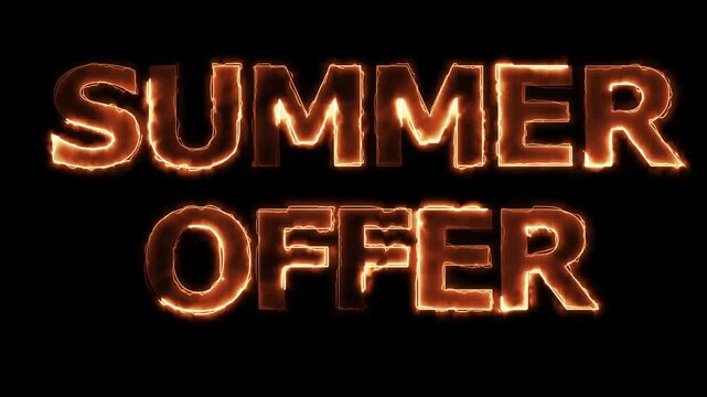 A dynamic digital promotional graphic featuring the bold text "SUMMER OFFER" engulfed in realistic flames against a dark background.