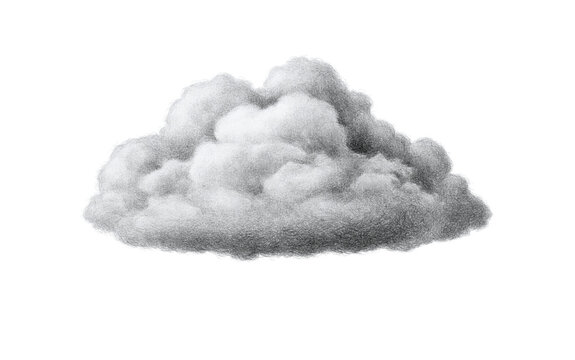 Soft gray cloud puff on transparent background, realistic isolated