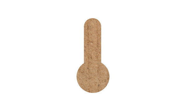 Abstract Brown Cardboard Craft Paper Texture Thermometer Weather Medical Temperature Symbol Icon Isolated on White Background