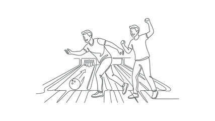Obraz premium Two men playing bowling together fun.