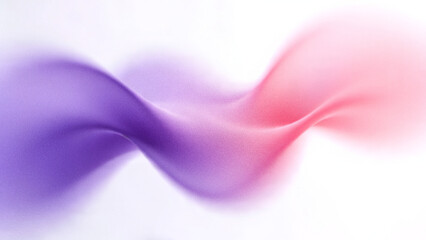 Abstract grainy background with blurred aura gradient floating fluid waves in vibrant purple lavender and soft pink over minimal bright white backdrop. © freesho