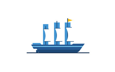 Minimalist Sailing Ship Vector Illustration © JK
