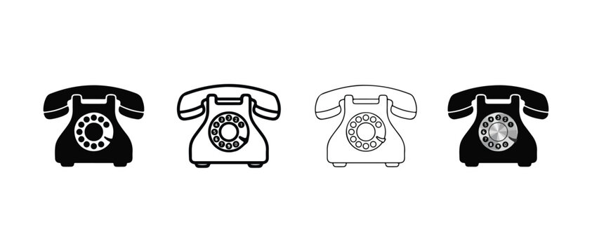 rotary phones in different styles and colors for communication and technology concepts  office and home devices