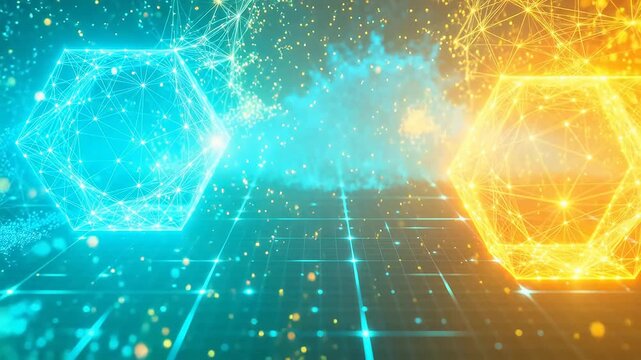 Virtual Particles Representing Financial Crime Evaporating Against a Digital Wall of Light