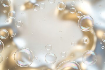 Fototapeta premium Luxury Iridescent Beauty Bubbles on Champagne Background