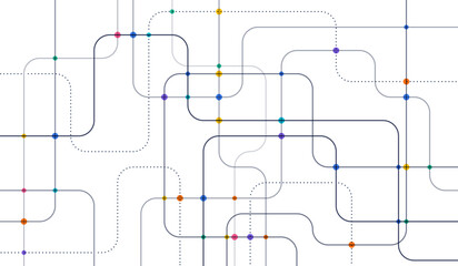 Fototapeta premium Circuit connect lines and dots. Network technology and Connection concept. Decentralized network nodes connections