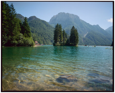 Lake in Italian Alps shot on film 