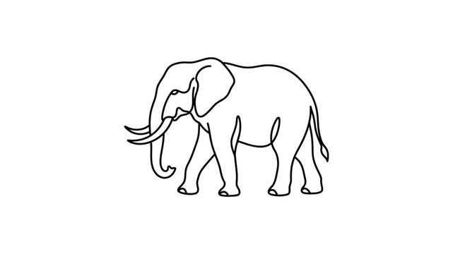 Large Elephant Walking Side View.