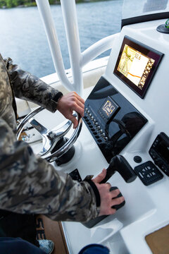 Boat Fisherman steering wheel  at helm 