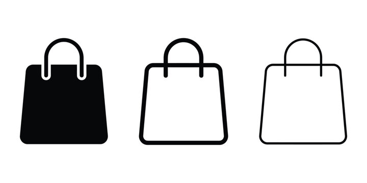 Shopping bag icon silhouette vector outline and line art