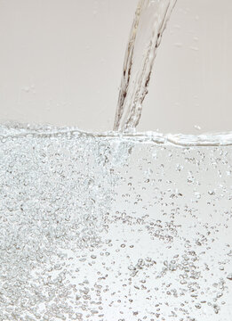 Refreshing Water Pour with Bubbles 