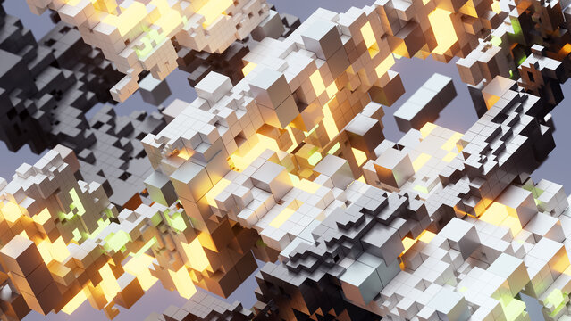Abstract Modular Data Structure With Illuminated Cubes and Digital Con