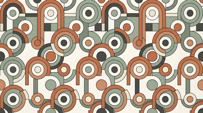 Geometric tile pattern with interlocking circles. Abstract retro wallpaper design background.
