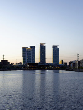 kalasatama during blue hour in helsinki