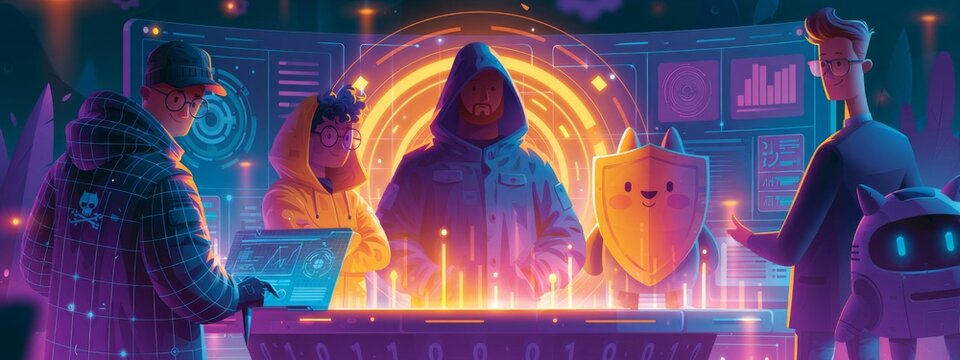 Engaging Cybersecurity Awareness Campaign with Ethical Hackers Displaying Skills and Technology in a Futuristic Setting