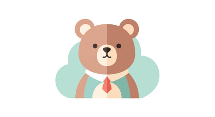 Cute cartoon teddy bear wearing shirt and tie vector illustration happy and friendly character. © Lx