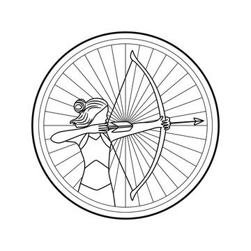line art, Sagittarius zodiac sign, circular design