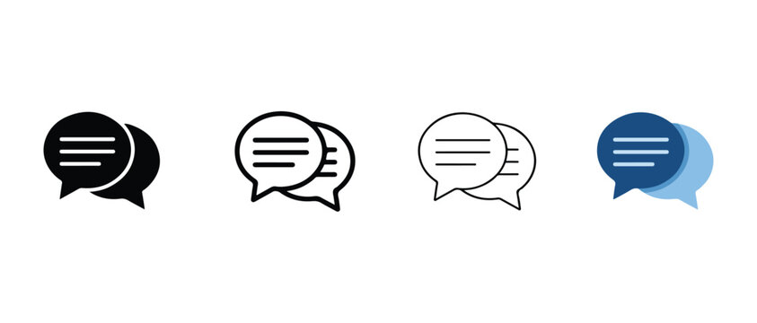 Speech bubbles with lines on a white background for chat and communication icons
