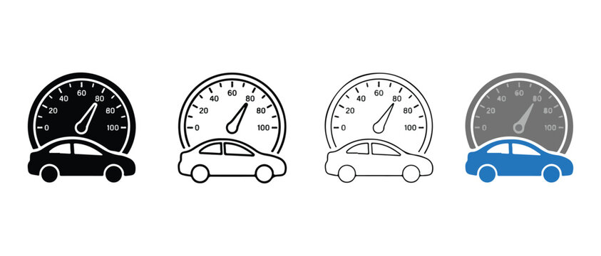 Speedometer and car icons in different colors and styles for infographics  speedometer  car  vehicle  gauge  dashboard  speed  meter  automobile  transportation  icons